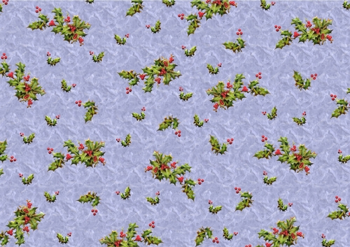 VINTAGE CHRISTMAS BACKING PAPER A4 - Holly - Blue