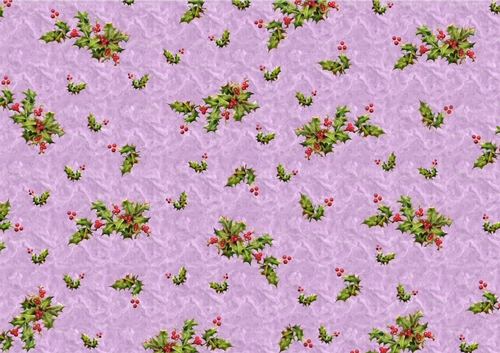 VINTAGE CHRISTMAS BACKING PAPER A4 - Holly - Purple