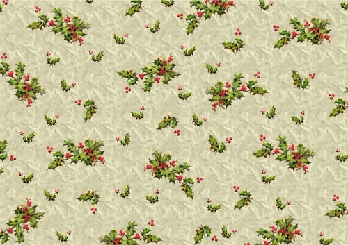 VINTAGE CHRISTMAS BACKING PAPER A4 - Holly - Natural