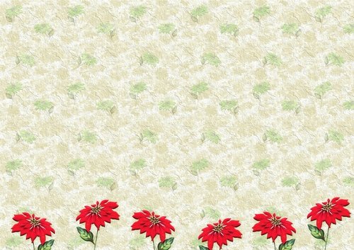 VINTAGE CHRISTMAS BACKING PAPER A4 - Poinsettia Border - Natural