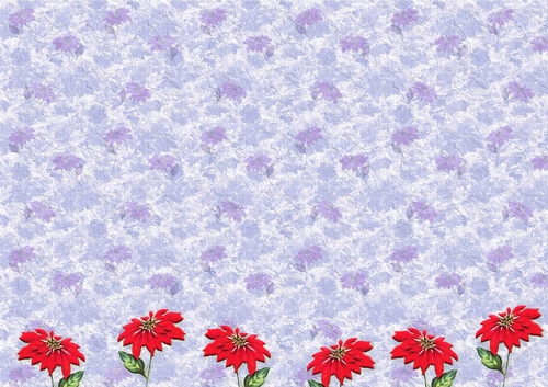 VINTAGE CHRISTMAS BACKING PAPER A4 - Poinsettia Border - Blue