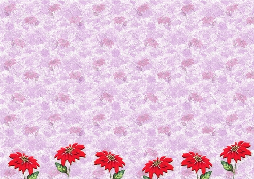 VINTAGE CHRISTMAS BACKING PAPER A4 - Poinsettia Border - Purple