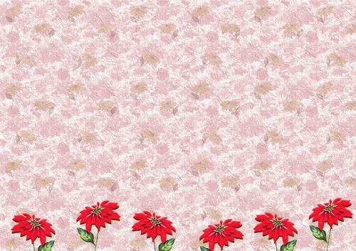 VINTAGE CHRISTMAS BACKING PAPER A4 - Poinsettia Border - Pink