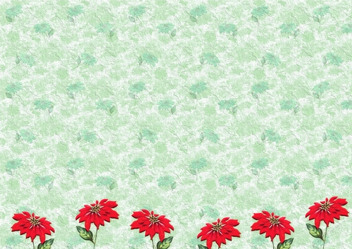 VINTAGE CHRISTMAS BACKING PAPER A4 - Poinsettia Border - Green