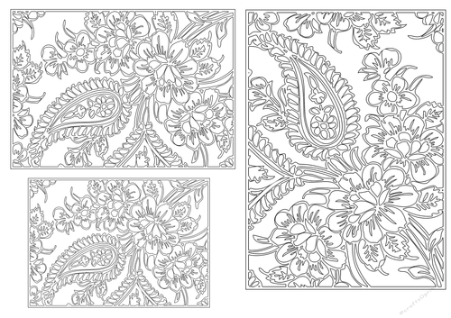 Paisley Pattern toppers to colour - Outline - set 1