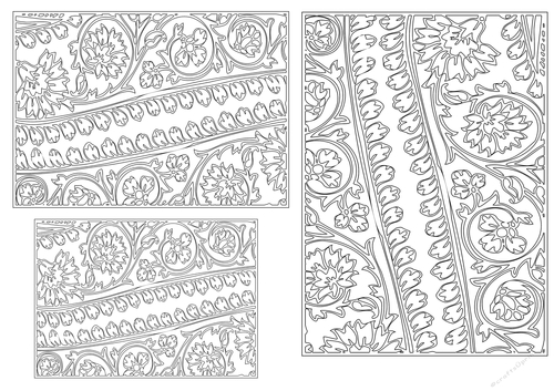Paisley Pattern toppers to colour - Outline - set 3