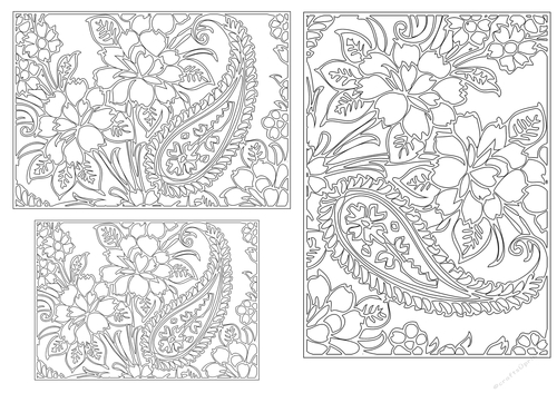 Paisley Pattern toppers to colour - Outline - set 5