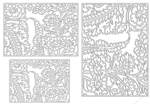Paisley Pattern toppers to colour - Outline - set 7