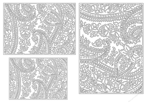Paisley Pattern toppers to colour - Outline - set 8