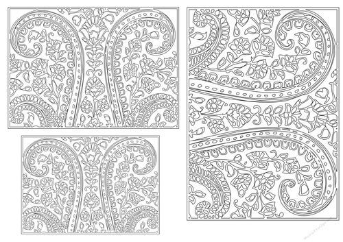 Paisley Pattern toppers to colour - Outline - set 13
