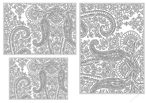 Paisley Pattern toppers to colour - Outline - set 14