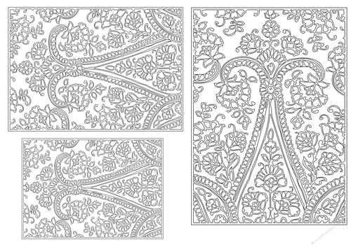 Paisley Pattern toppers to colour - Outline - set 15