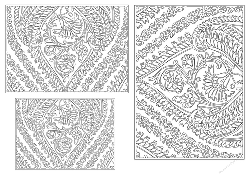 Paisley Pattern toppers to colour - Outline - set 18