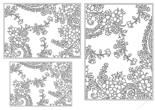 Paisley Pattern toppers to colour - Outline - set 19
