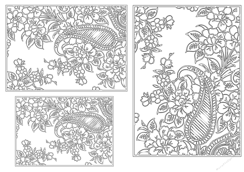Paisley Pattern toppers to colour - Outline - set 20