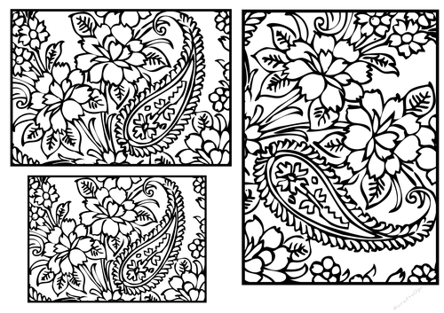 Paisley Pattern toppers to colour - Bold Line - set 5