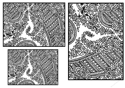 Paisley Pattern toppers to colour - Bold Line - set 6