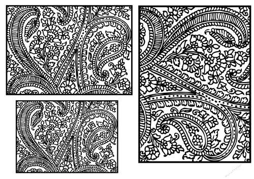 Paisley Pattern toppers to colour - Bold Line - set 12