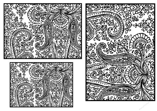 Paisley Pattern toppers to colour - Bold Line - set 14
