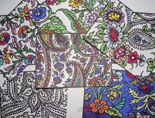 20 Sheets of Assorted Paisley Toppers to Colour  - Assorted Sizes - Bold Outline