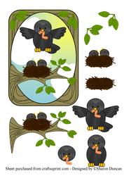 Little Blackbird Decoupage