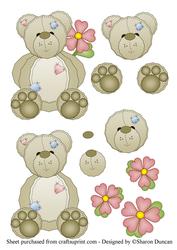 Teddy Flowers Decoupage