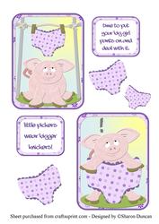 Funny Pigs in Pants Toppers - Girls