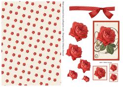 Musical Rose Decoupage and Paper - Red