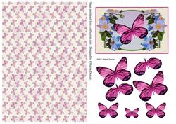 Pretty Floral Butterfly Topper and Paper - Pink