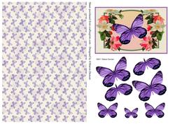 Pretty Floral Butterfly Topper and Paper - Purple