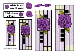 NOUVEAU ROSE - 4 Pretty Nouveau Rose Toppers - Purple