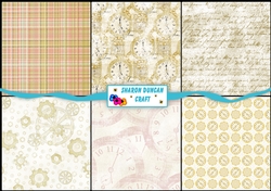Luxury of Time Backing Paper Kit - 6 x 8x8 papers - Gold Themed Set 2