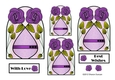 NOUVEAU ROSE - 4 Pretty Nouveau Rose Toppers - Purple