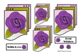 NOUVEAU ROSE - 4 Pretty Nouveau Rose Toppers - Purple