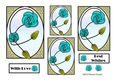 NOUVEAU ROSE - 4 Pretty Nouveau Rose Toppers - Turquoise