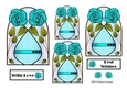 NOUVEAU ROSE - 4 Pretty Nouveau Rose Toppers - Turquoise
