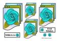 NOUVEAU ROSE - 4 Pretty Nouveau Rose Toppers - Turquoise