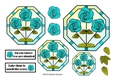 NOUVEAU ROSE - 4 Pretty Nouveau Rose Toppers - Turquoise