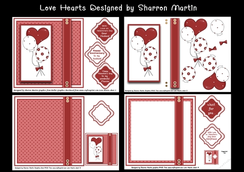Love Hearts 8 x 8 Card Front with Decoupage & Inserts 