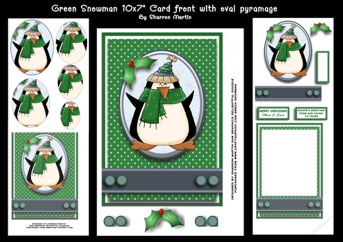 Snowman with Green Scarf for 10x7 Card