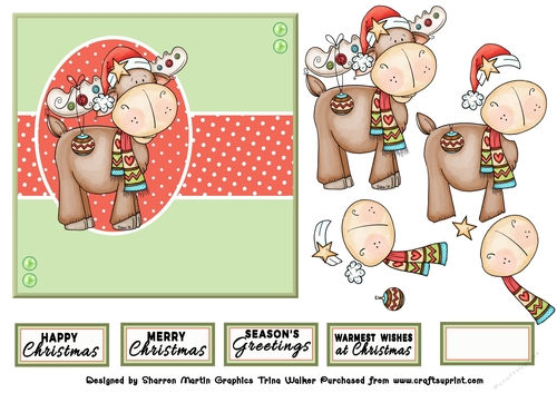 6x6 Card front & Decoupage - Christmas Molly Moose 