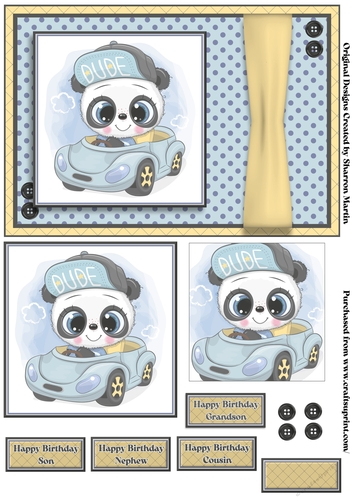 A5 Panda Dude Card Front with Topper and Pyramid Layer and sentiments 
