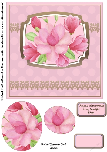 A5 Anniversary Wishes 3 Card Front, Pyramid Layers & Sentiments