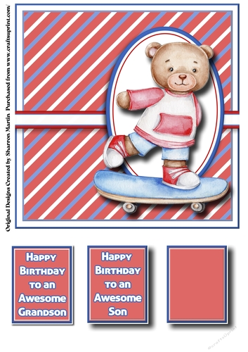8x8 Awesome Skater Card Front with Sentiments 