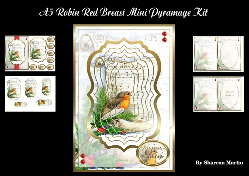 A5 Robin Red Breast Mini Pyramage Kit - x4 A4 Sheets