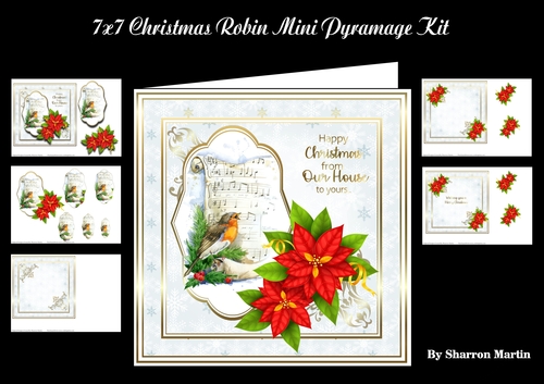 7x7 Christmas Robin Mini Pyramage Kit - x5 A4 Sheets
