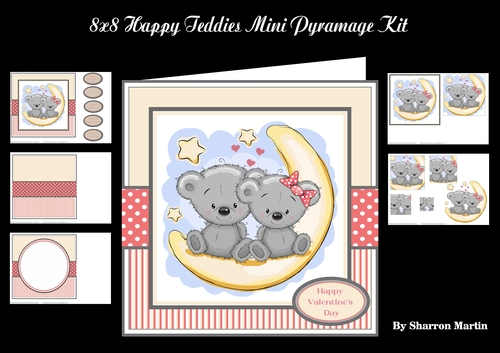 8x8 Happy Teddies Mini Pyramage Kit - x5 A4 Sheets 