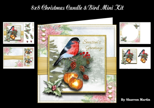 8x8 Christmas Candle & Bird Mini Kit - x4 A4 sheets 
