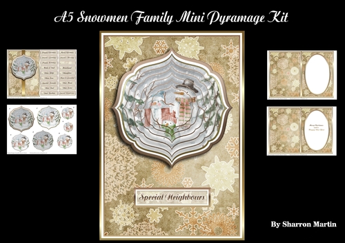 A5 Snowmen Family Mini Pyramage Kit - x4 A4 Sheets 