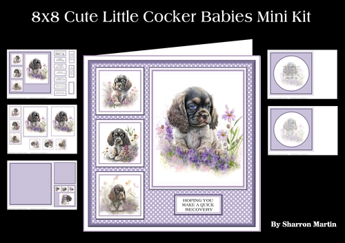 8x8 Cute Little Cocker Babies Quick Mini Kit - x5 A4 Sheets 